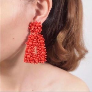 “Bohemian” Beaded Earrings in Red.